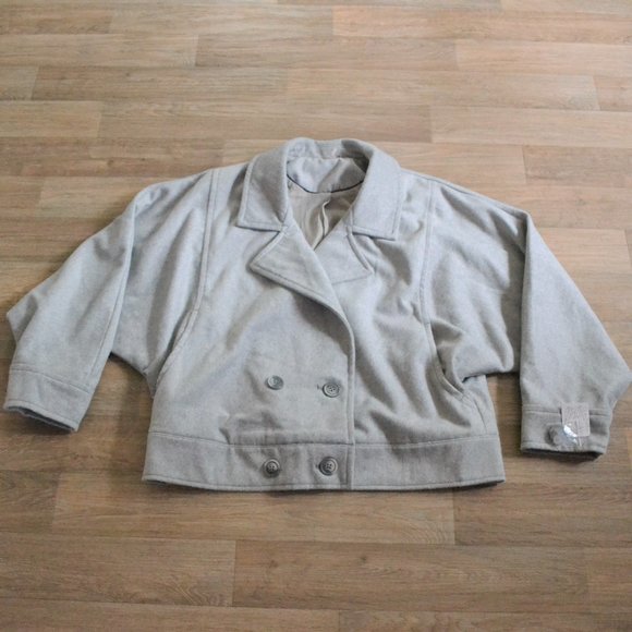 NWT Free People Bella Dolman Wool Gray Oversized Button Pea Jacket Size Large - Picture 3 of 7